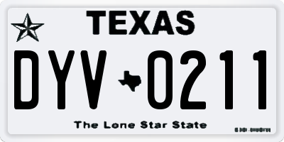 TX license plate DYV0211