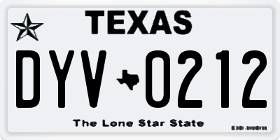 TX license plate DYV0212