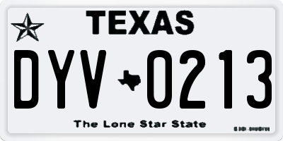 TX license plate DYV0213