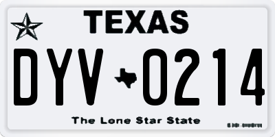 TX license plate DYV0214