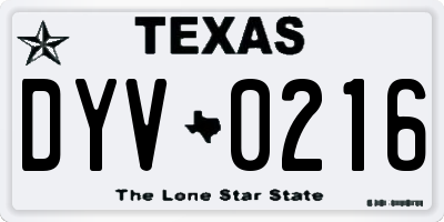 TX license plate DYV0216