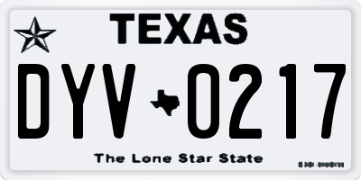 TX license plate DYV0217