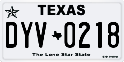 TX license plate DYV0218