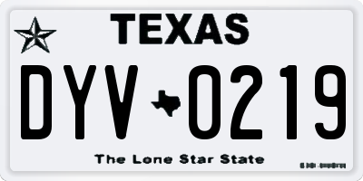 TX license plate DYV0219