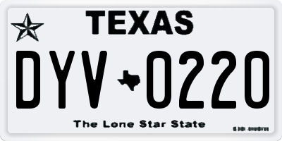 TX license plate DYV0220