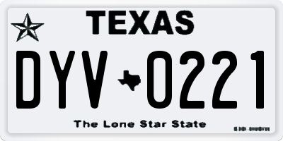 TX license plate DYV0221