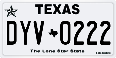 TX license plate DYV0222