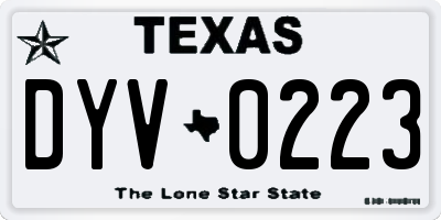 TX license plate DYV0223