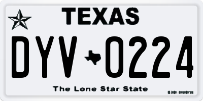 TX license plate DYV0224