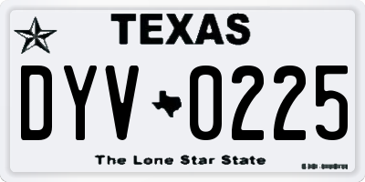 TX license plate DYV0225