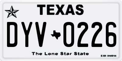 TX license plate DYV0226
