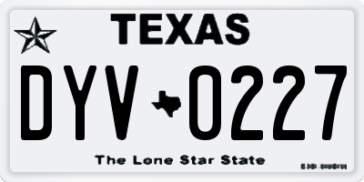 TX license plate DYV0227