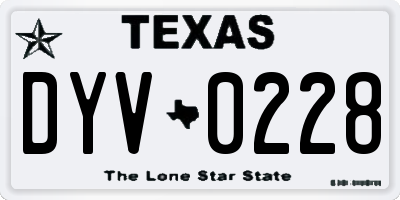 TX license plate DYV0228