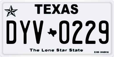 TX license plate DYV0229