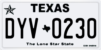 TX license plate DYV0230