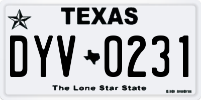 TX license plate DYV0231