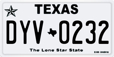 TX license plate DYV0232
