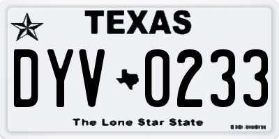 TX license plate DYV0233
