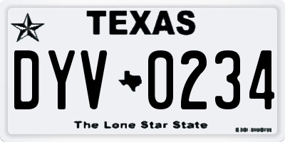 TX license plate DYV0234