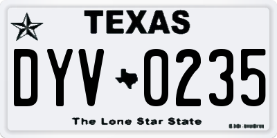 TX license plate DYV0235