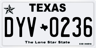 TX license plate DYV0236