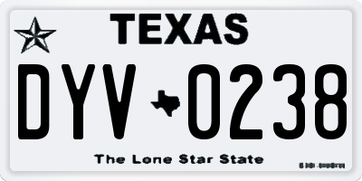 TX license plate DYV0238