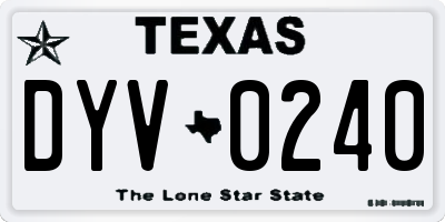 TX license plate DYV0240