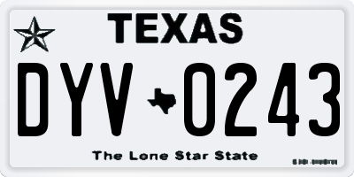 TX license plate DYV0243