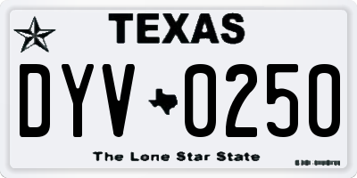 TX license plate DYV0250