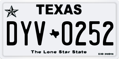 TX license plate DYV0252