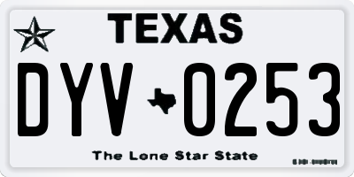 TX license plate DYV0253