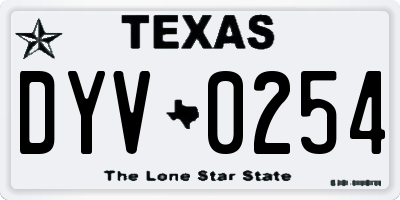 TX license plate DYV0254