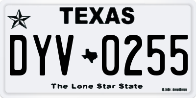 TX license plate DYV0255