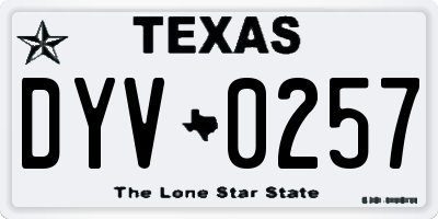 TX license plate DYV0257