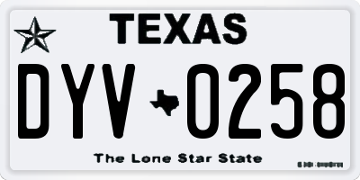TX license plate DYV0258