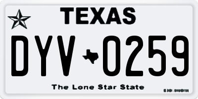 TX license plate DYV0259