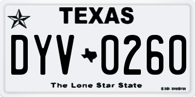 TX license plate DYV0260