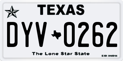 TX license plate DYV0262