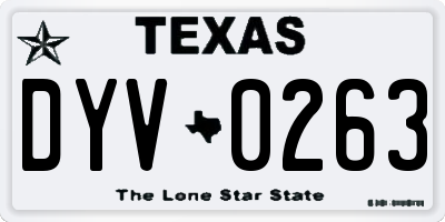 TX license plate DYV0263