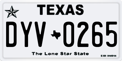 TX license plate DYV0265