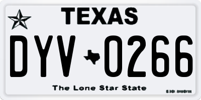 TX license plate DYV0266