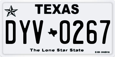 TX license plate DYV0267