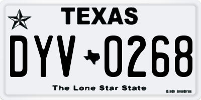 TX license plate DYV0268