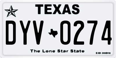 TX license plate DYV0274