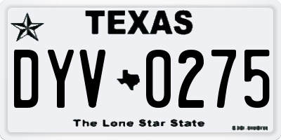 TX license plate DYV0275