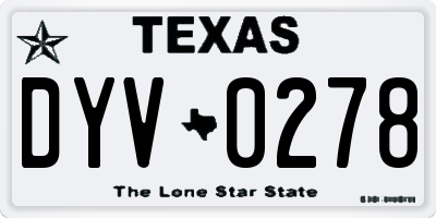 TX license plate DYV0278