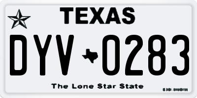 TX license plate DYV0283