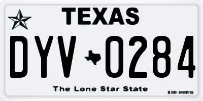 TX license plate DYV0284