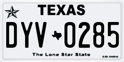 TX license plate DYV0285