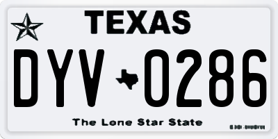 TX license plate DYV0286